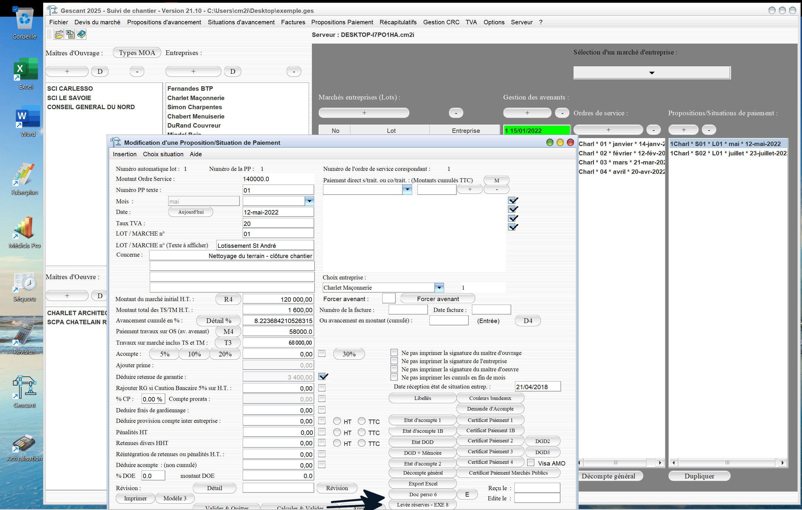 Capture du logiciel Gescant Mac et PC version 21.10 montrant l’amélioration de la liaison entre un document personnel et la levée de réserve pour le suivi de chantier en maîtrise d’œuvre