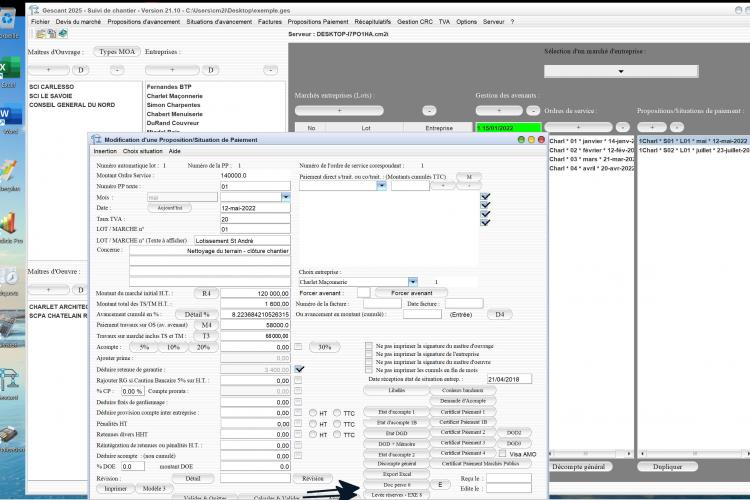 Capture du logiciel Gescant Mac et PC version 21.10 montrant l’amélioration de la liaison entre un document personnel et la levée de réserve pour le suivi de chantier en maîtrise d’œuvre